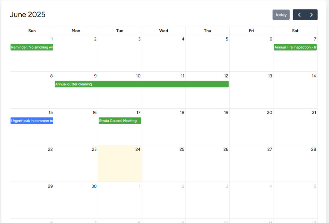 maintenance calendar